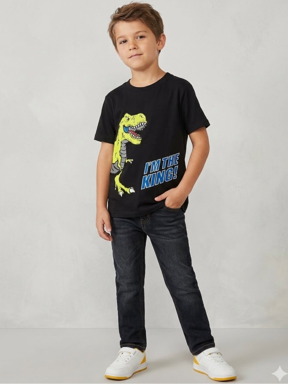 Garanimals Black T-Shirt with Yellow Dinosaur Graphic